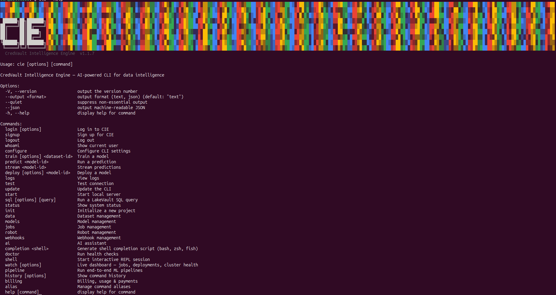 CIE CLI booting in the terminal